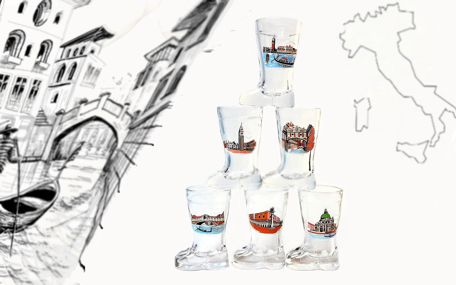 Glasses Shot Glasses Set Goblet Venice Etsy