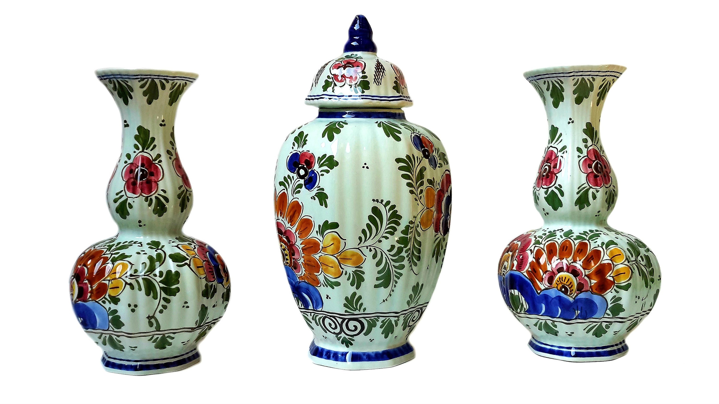 Antique Delft Vase Set Delft Blue Vase Delft Lidded Jar Delft Etsy