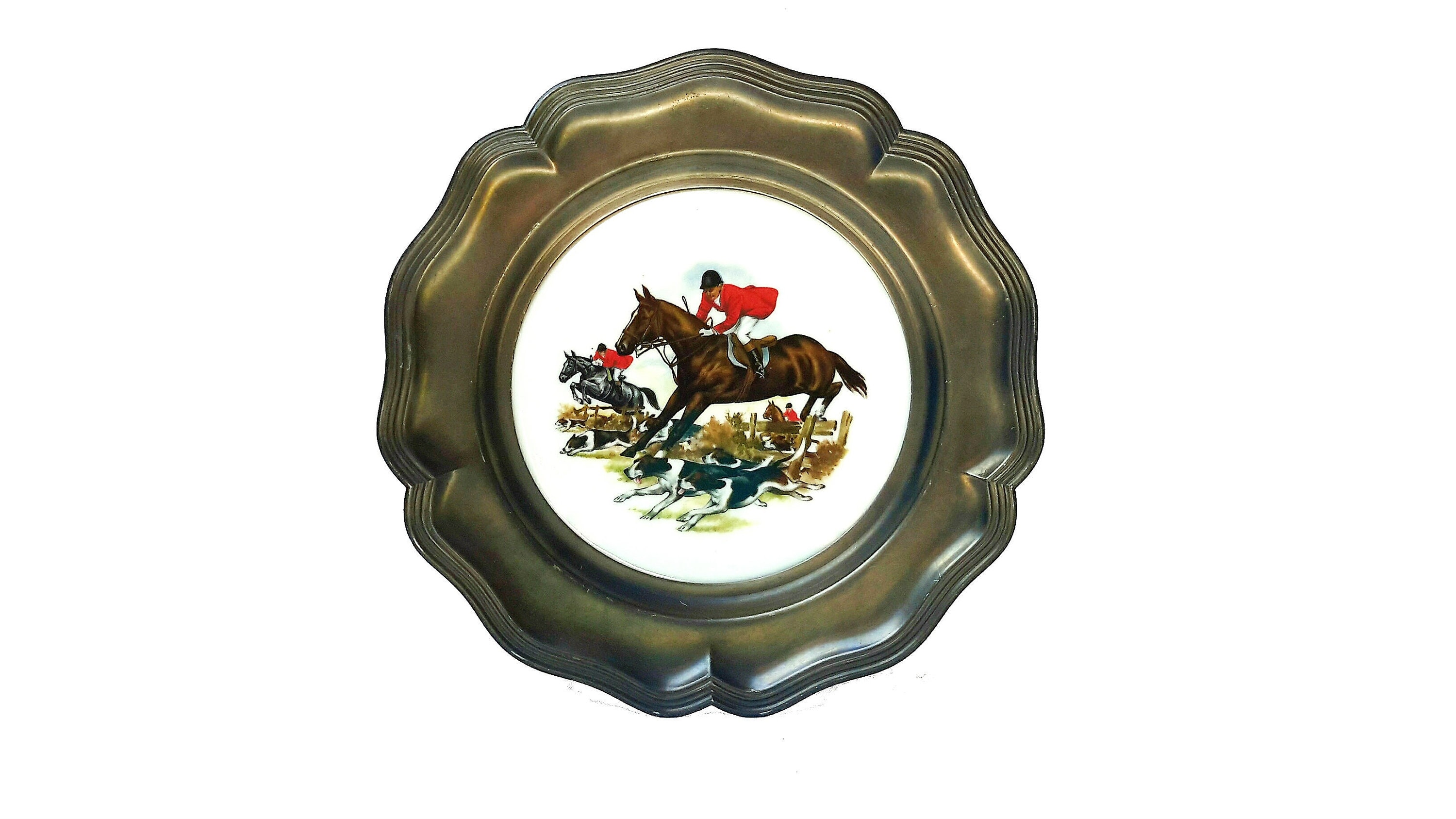 Fox Hunting Plate Gifts Pewter Plate Hunting Scene Hunting Dogs