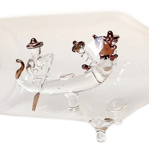 Venice Gondola Boat in Bottle Venetian Glass Figurine Venice Gondola Ornament Venice Glass Figurine Italy Diorama Venice Italy Ornament