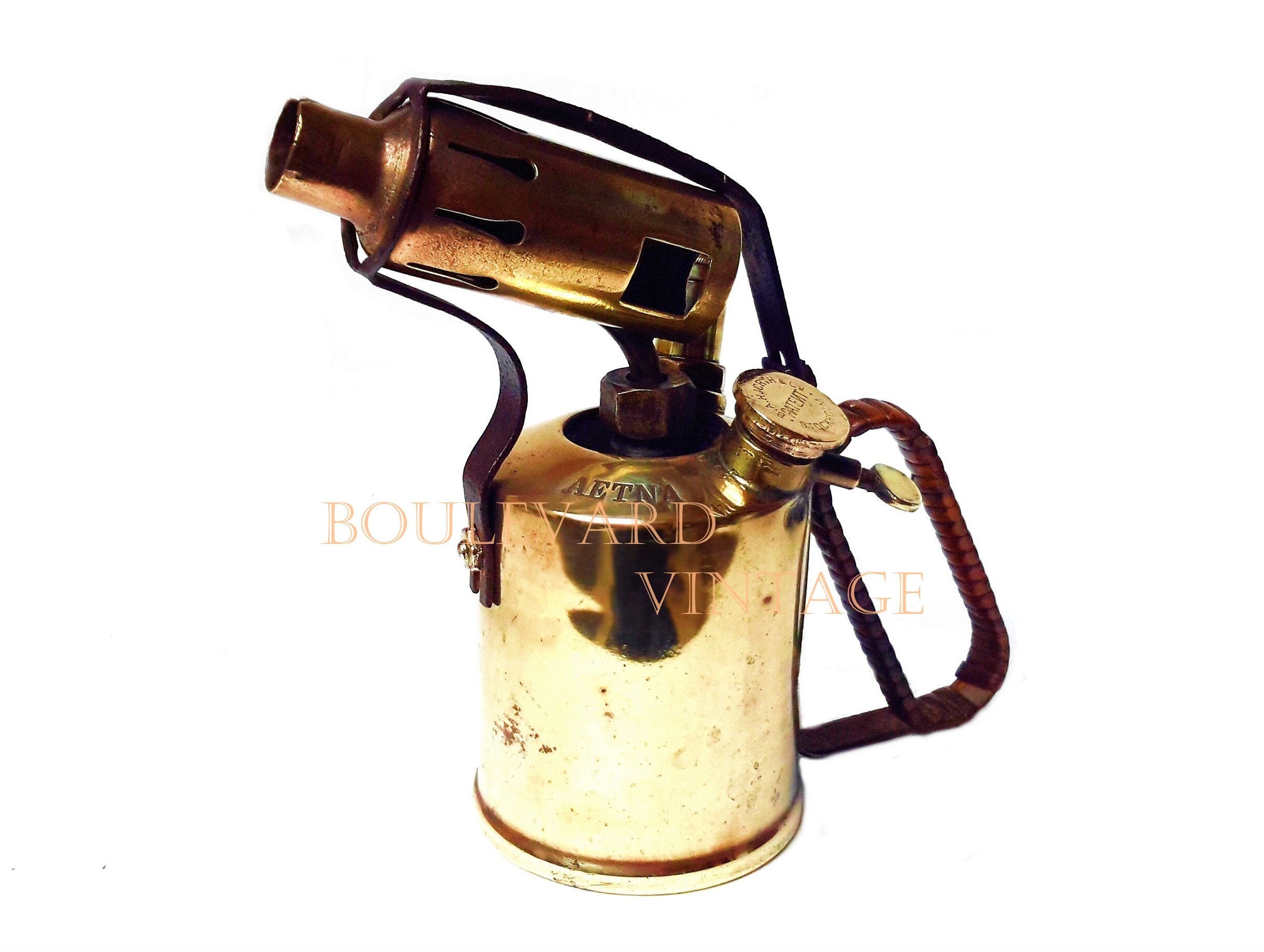 Vintage Brass Blow Torch Hand Held Blow Lamp by Aetna B.A. HJORTH