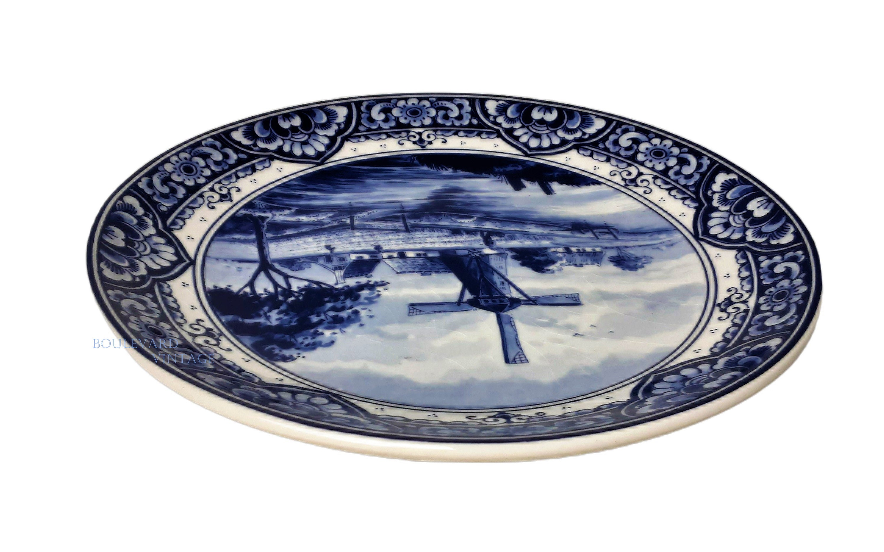 Antique Delft Blue Plate Delft Windmill Delft Wall Plate Delft Etsy
