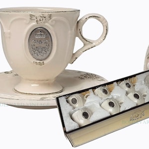 Italian Demitasse Cups Royal Crown Italian Espresso Set Royal Tea Set Italian Cup and Saucer 6 Royal Demitasse Lusterware Tea Set Royal Seal