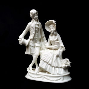 Sitzendorf Porcelain Man and Woman Statue Dresden Figurines Couple in Love Figurine 1860 Antique Dresden PorcelainGentleman Gift Love Statue