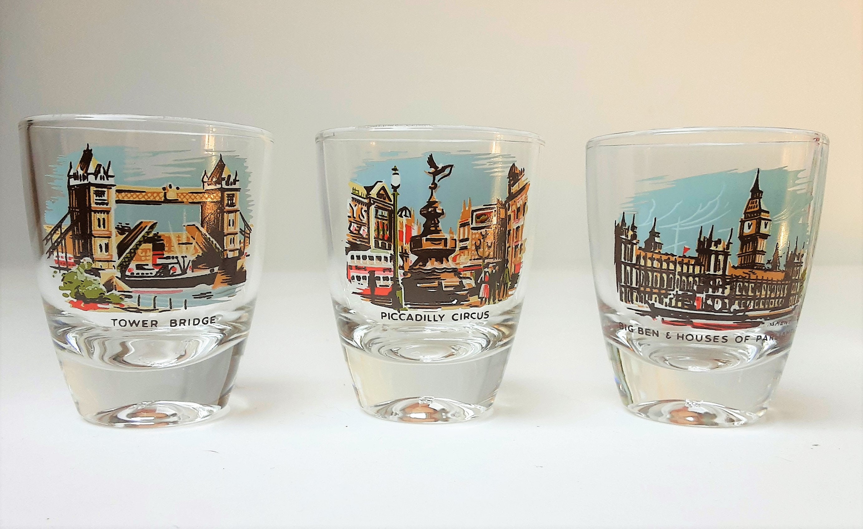 Antique London Shot Glasses Double Decker Bus Goblet Set of 6 Etsy