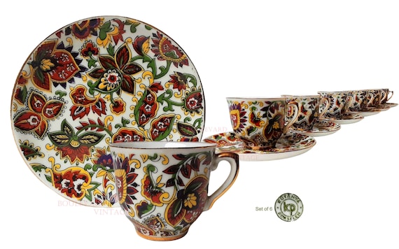 Kütahya Porselen Demitasse Tassen und Untertassen Türkische Tasse und Untertassen Lusterware Teetasse und Untertasse Espresso Set Türkische Teetassen und Untertasse