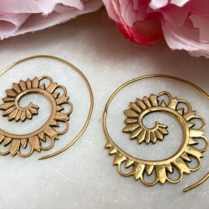 tribal spiral hoop earrings