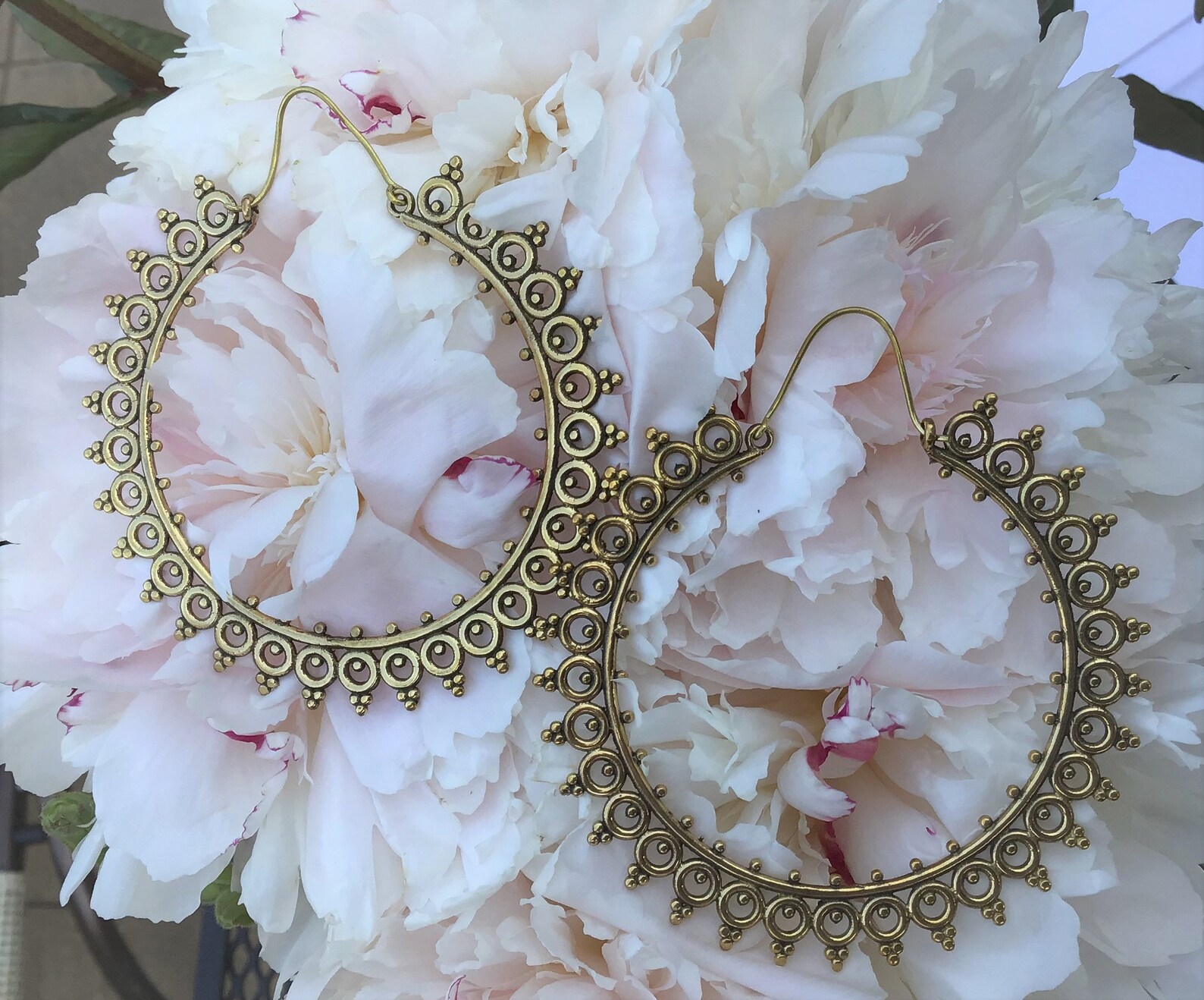 Tribal wooden hoop earrings Outlet