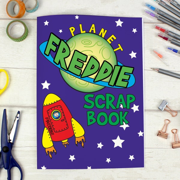 Personalised Children's Space Planets A4 Scrapbook. Craft. Scrapbooking. Gift.