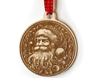 Lasergegraveerd houten ornament van de kerstman