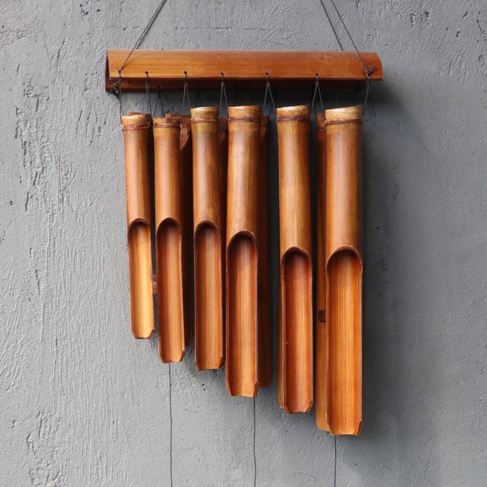 Wooden Bamboo Wind Chime 12 Large Tubes Indoor Outdoor Etsy
