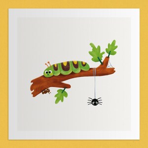 Cute Caterpillar | Large Square Illustration Art Print