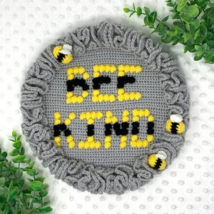 Bee Kind Wall Hanging Crochet Pattern Bee Wreath Crochet PDF Pattern Kindness Crochet Wall Decor Pattern Bee Crochet Pattern Kids Room Decor image 6