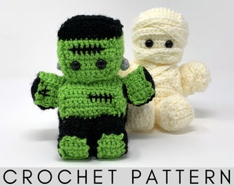 Mummy and Frankenstein Halloween Amigurumi Crochet Pattern