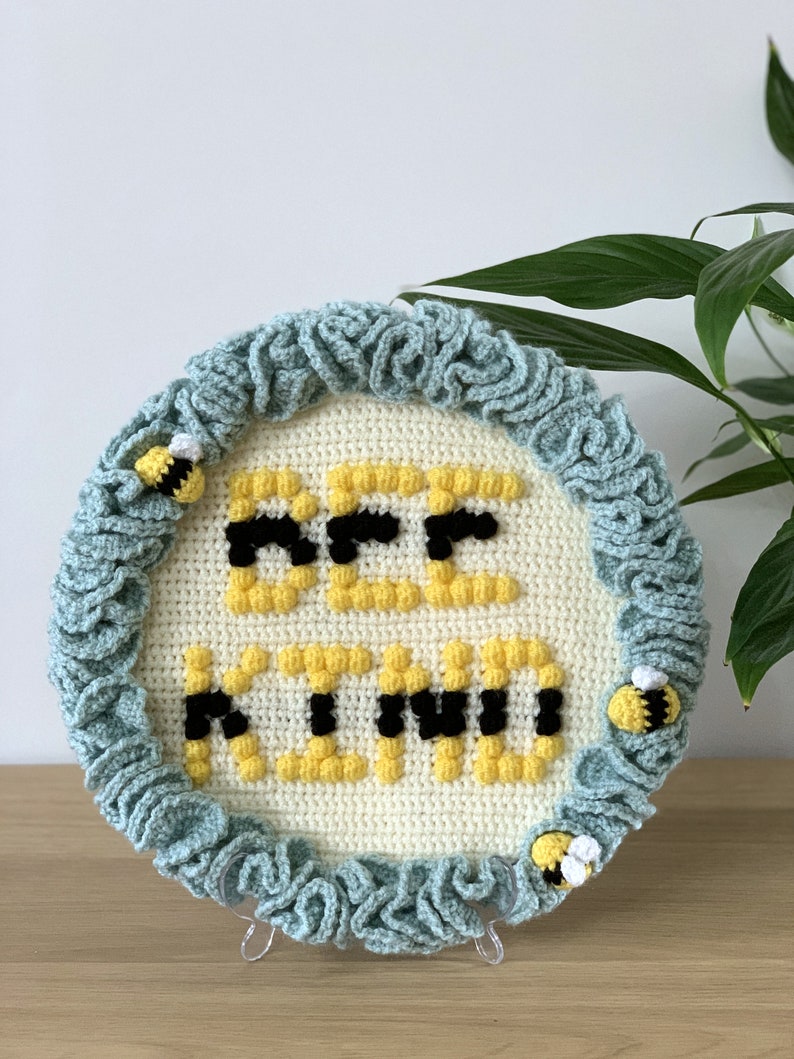 Bee Kind Wall Hanging Crochet Pattern Bee Wreath Crochet PDF Pattern Kindness Crochet Wall Decor Pattern Bee Crochet Pattern Kids Room Decor image 8