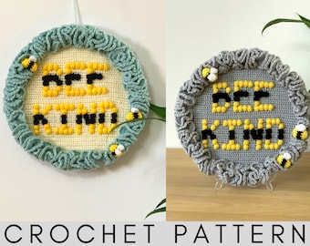 Bee Kind Wall Hanging Crochet Pattern – Wreath Crochet PDF Pattern – Crochet Wall Decor Pattern– Bee Crochet Pattern - Kids Room Decor