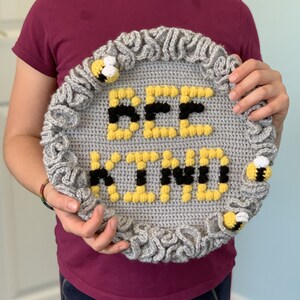 Bee Kind Wall Hanging Crochet Pattern Bee Wreath Crochet PDF Pattern Kindness Crochet Wall Decor Pattern Bee Crochet Pattern Kids Room Decor image 3