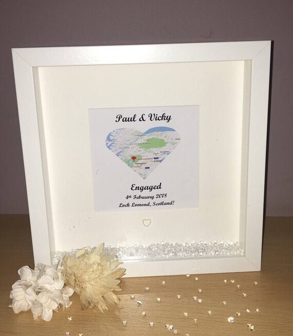 Engagement Frame Personalised Gift Love For Box Map
