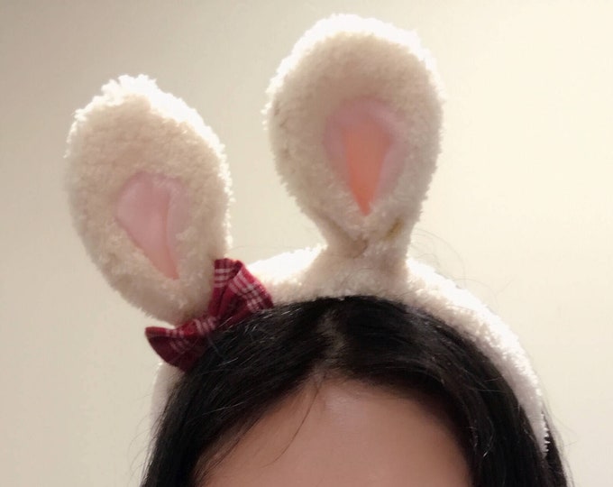 Bunny ears Rabbit Small Baby Headwear Leopard Pink Furry Animal Headband Costume Bow Bells  Easter NALUMI