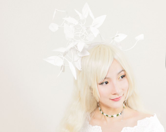 White Leaves Headpiece Adjustable Fasion Forest Modeling Design Costume 【NALUMI】