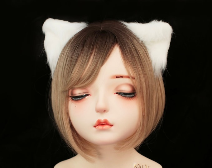 White Cat ears Kitty kitten Cosplay Anime Headwear Long Furry Animal Hair clip Hairpin Costume Natural Simulation