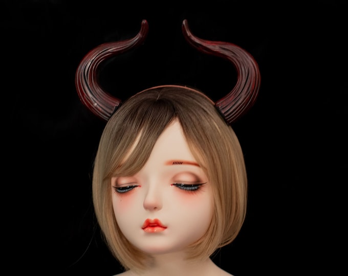 Black Red Horn Forest Gothic Demon Nymph Ram Horn Headdress Headband Punk Evil Diablo Photography Cosplay【NALUMI】