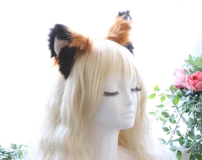 Cat ears Kitty Fox ears Nick Cosplay Headwear Black brown khaki Furry Animal Headband Costume