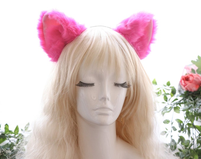 Cat ears Kitty Headwear Purple Pink Inside Furry Animal Headband Costume Bow Bells