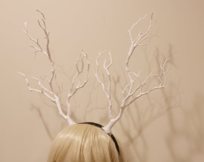 White Branch Horn Demon Nymph Horn Headdress Antlers Costume