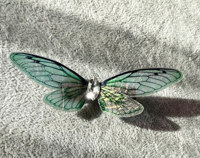 Black Green Shiny Dragonfly Butterfly Hair Clip Nymph Natural Hair Pin Gift For Her