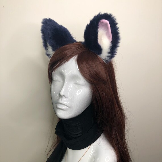 Big Cat ears Kitty Cosplay Headwear Light Brown Furry Pink Inside Animal Headband Costume