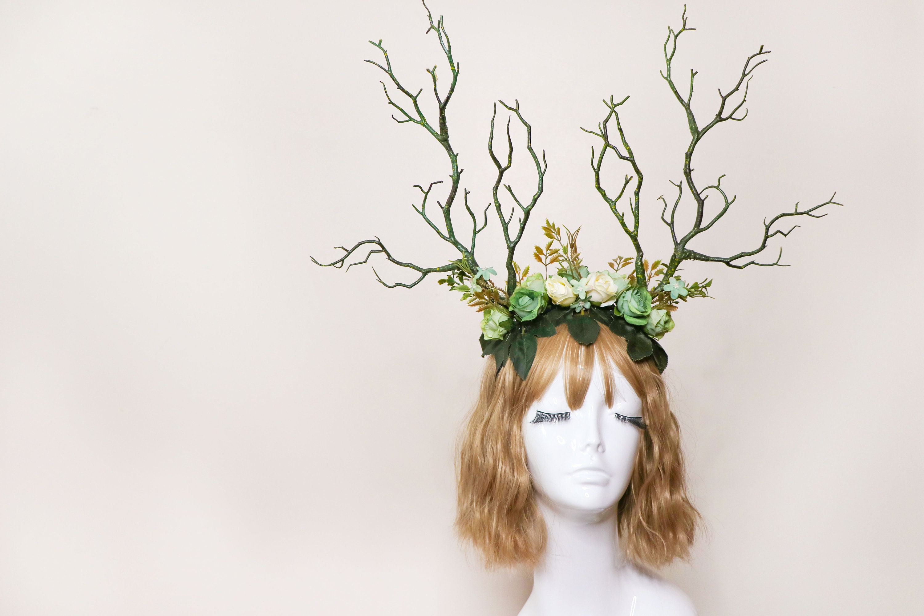 Black Branch Horn Demon Nymph Horn Headdress Antlers Green | Etsy