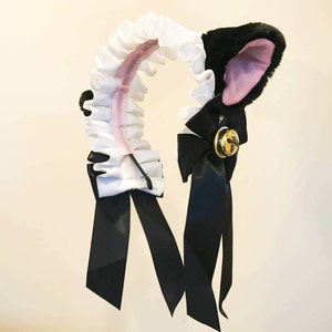 Cat Ears kitty headwear Furry Black Pink White Bells Maid Lolita