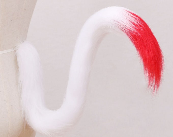 White Red Tail Cat Fox Animal Long Furry Cosplay Costume Kitty Cute New Year Gift
