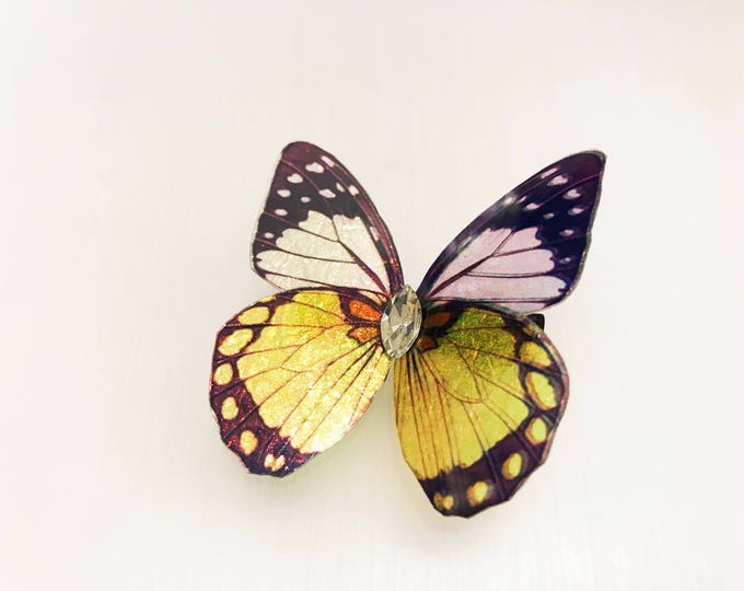 Yellow Black Shiny Butterfly Hair Clip Nymph