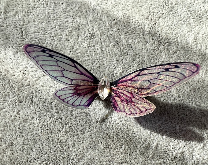 Black Purple Shiny Dragonfly Butterfly Hair Clip Nymph Natural Hair Pin Gift For Her