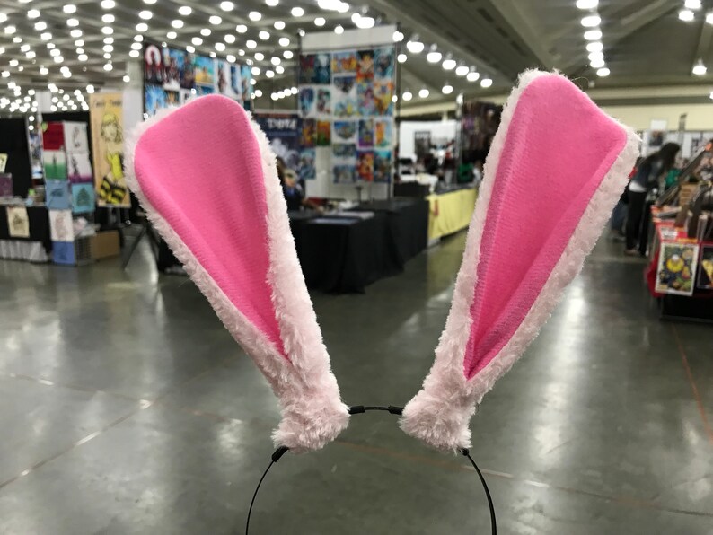 Pink Rabbit Ears Bunny Ears Short fur Cosplay Animal Furry Costume Halloween Easter NALUMI