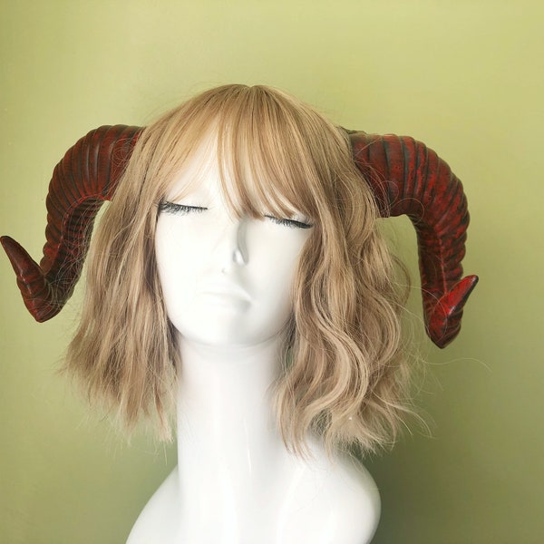 Black Red Huge Horn Forest Gothic Demon Nymph Ram Horn Headdress Headband Punk Evil sheep Diablo Photography Cosplay【NALUMI】