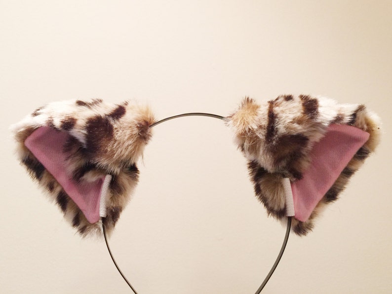 Cat ears Leopard Headwear pattern pink inside Furry Animal