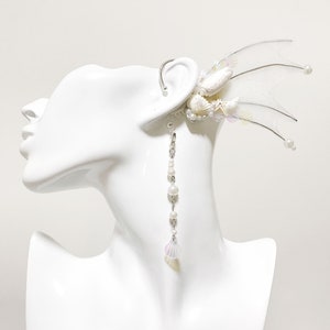 Silber Weiß Meerjungfrau Ohrring Muschel Fairy Ears Elfen Ohren Earcuffs Cosplay Fantasy Dekoration Natur Fisch Flosse Fotografie【NALUMI】