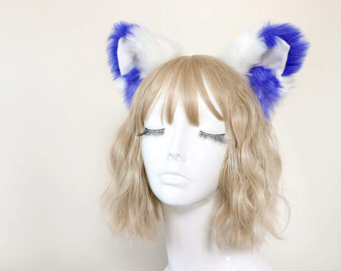 Cat ears Kitty Headwear Watermelon White/Blue Furry Animal Headband Costume Bow Bells