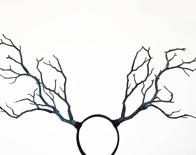 Black Blue Branch Horn Demon Nymph Horn Headdress Antlers Costume