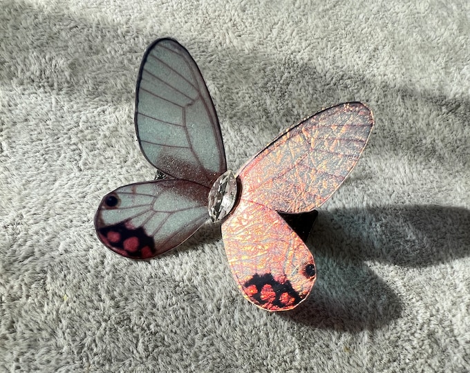 White Orange Shiny Butterfly Hair Clip Nymph Natural Hair Pin Gift For Her