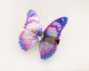 Paars Roze Blauw Glanzende Vlinder Haar Clip Nymph