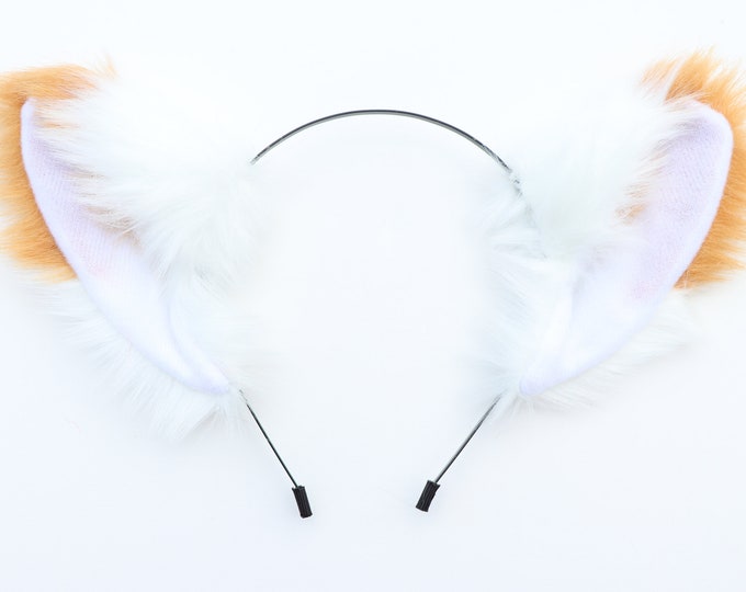 Cat ears Kitty Fox ears Cosplay Headwear White Tan Yellow Furry Animal Headband Costume