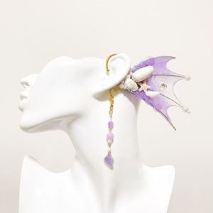 Purple Mermaid Earring Sea Shell Fairy Ears Elven Ears Earcuffs cosplay fantasy decoration Nature Fish Fin photography【NALUMI】