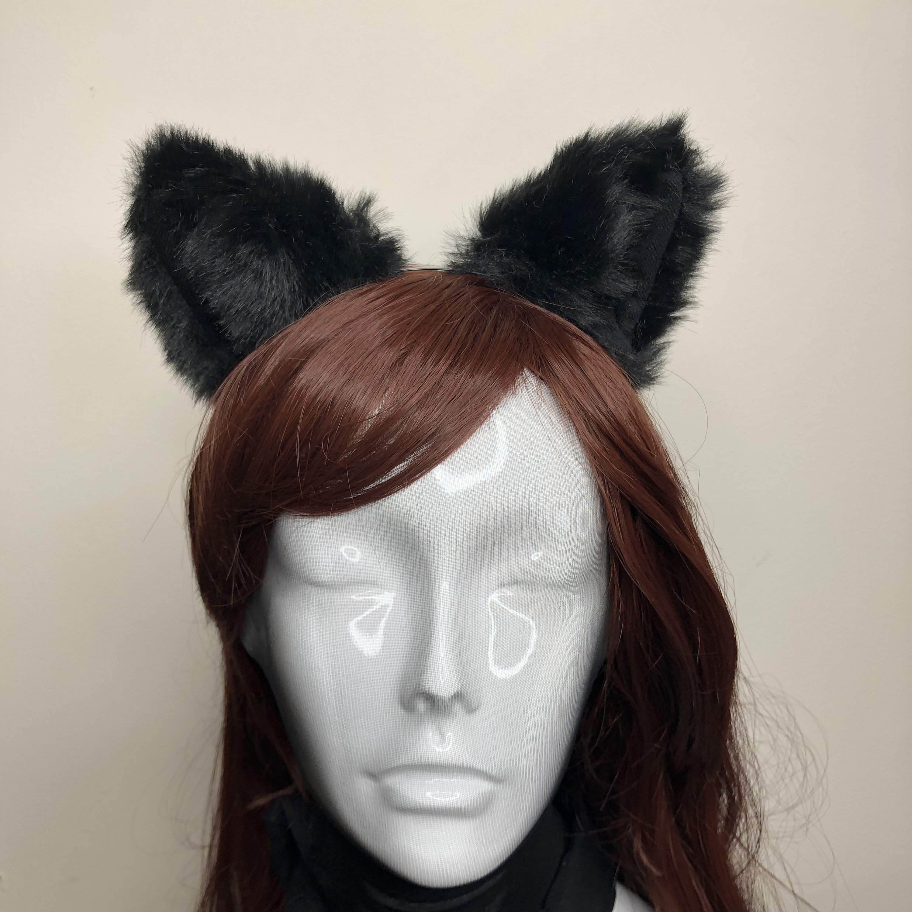 Cat ears Kitty Headwear Black Furry Animal Headband Costume Bell Bow