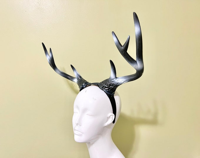 Antlers Reindeer black white Christmas Horn Demon Nymph Horn Headdress Wizard Costume Large
