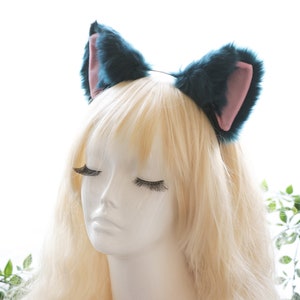 Cat ears Kitty Cosplay Headwear Blue Furry Pink Inside Animal Headband Costume
