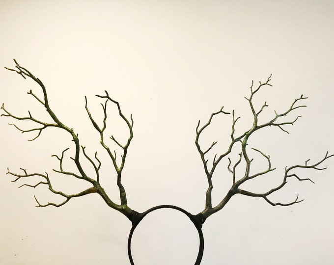 Dark Green Branch Horn Demon Nymph Horn Headdress Antlers Costume